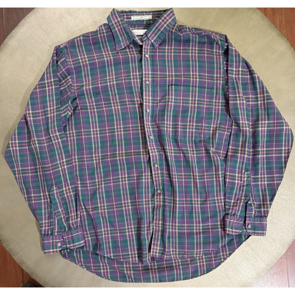 Vintage 80s Levi’s Colorgraphs Plaid Button Up Shirt Men's XL Long Sleeve
